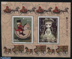 Bulgaria 2015 Europa, Old Toys S/s, Mint NH, History - Nature - Transport - Various - Europa (cept) - Horses - Coaches.. - Neufs