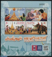 Thailand 2015 Songkran Festival, Taipei 2015 S/s, Mint NH, Nature - Religion - Various - Elephants - Religion - Philat.. - Tailandia