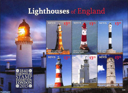 Nevis 2015 Lighthouses Of England 6v M/s, Mint NH, Various - Lighthouses & Safety At Sea - Leuchttürme