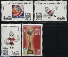 Türkiye 2015 FIFA Womens World Cup 4v, Mint NH, Nature - Sport - Birds - Football - Autres & Non Classés