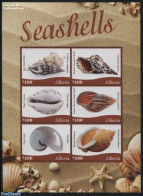 Liberia 2015 Seashells 6v M/s, Mint NH, Nature - Shells & Crustaceans - Mundo Aquatico