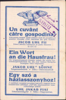 Commercial Jacob Uhl Fii Prima Fabrică Ardeleană De Paste Făinoase, Sibiu, Ca 1920s-1930s A2478N - Programme