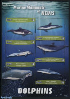 Nevis 2015 Marine Mammals 6v M/s, Mint NH, Nature - Sea Mammals - St.Kitts Y Nevis ( 1983-...)