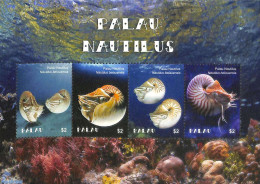Palau 2018 Nautilus 4v M/s, Mint NH, Nature - Shells & Crustaceans - Mundo Aquatico