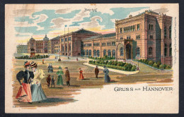 Germany C1898-1902 Gruss Aus HANNOVER Bahnhof. Train Station. Litho. Old Postcard  (h600) - Hannover