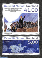 Greenland 2021 300 Years Christdom 2v, Mint NH, Religion - Transport - Religion - Ships And Boats - Ongebruikt