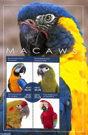Nevis 2014 Macaws 4v M/s, Mint NH, Nature - Birds - Parrots - St.Kitts-et-Nevis ( 1983-...)