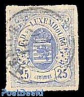 Luxemburg 1865 25c, Ultramarin, Used, Used Or CTO - Gebruikt