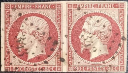 PAIRE N°17A Napoléon 80c Carmin. Oblitéré Losange P.C. N°343 Beine-Nauroy - 1853-1860 Napoléon III