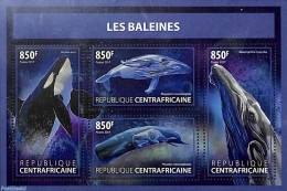 Central Africa 2017 Whales 4v M/s, Mint NH, Nature - Sea Mammals - Centrafricaine (République)