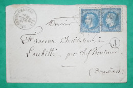 N°29 X2 GC 156 ARGENTON CHATEAU DEUX SEVRES BOITE RURALE J DOUBLE PORT POUR LOUBILLE 1869 LETTRE COVER FRANCE - 1849-1876: Classic Period