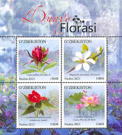 Uzbekistan 2023 Flowers 4v M/s, Mint NH, Nature - Flowers & Plants - Uzbekistán