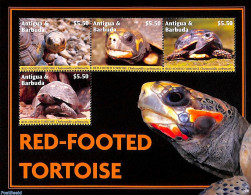 Antigua & Barbuda 2023 Red-Footed Tortoise 4v M/s, Mint NH, Nature - Reptiles - Turtles - Antigua Y Barbuda (1981-...)