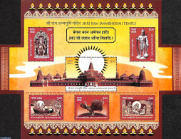 India 2024 Shri Ram Janmbhoomi Temple 6v M/s, Scented, Mint NH, Religion - Transport - Various - Religion - Ships And .. - Ongebruikt