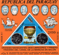 Paraguay 1974, Explorers, Columbus, Cook, Vespucci, Ships, Ballon, Star Maps, BF - Cristóbal Colón