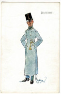 Carte Illustrée Fritz Schöenpflug - Modell 1910 (officier, Manteau, Sabre, Monocle, Képi, Cigarette) Pas Circ B.K.W.I - Schoenpflug, Fritz