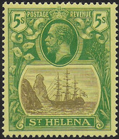 1927 St Helena George V 5s. Grey And Green Yellow MNH SG N. 110 - Autres & Non Classés