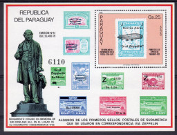 Paraguay 1980, Stamp On Stamp, Roland Hill, Zeppelin, BF - Postzegels Op Postzegels