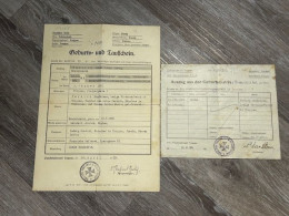 Dokumente Urkunde Tauf Schein Sudetenland Troppau Olmütz Branitz 1939 Geburtsmatrik 1935 Mähren Schlesien - Documentos Históricos