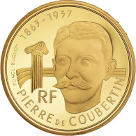 Monnaie, France, Albertville, Coubertin, 500 Francs, 1991, Paris, FDC, Or - Conmemorativos