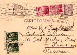 ROUMANIE / ROMANIA - INFLATION PERIOD : 1947 - STATIONERY POSTCARD With ADDED STAMPS - RATE : 7,000 LEI (an742) - Cartas & Documentos