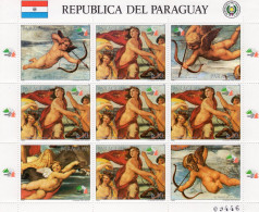 Paraguay 1985, Philiaitaly 85, Art, Raffaello, Sheetlet - Briefmarken Auf Briefmarken