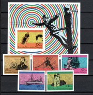 Malagasy - Madagascar 1976 Space, Telephone Centenary Set Of 5 + S/s Imperf. MNH -scarce- - Africa