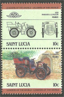 AU-22a Saint Lucia Automobile Car Voiture Panhard Levasseur 1899 Pair Of Stamps MNH ** Neuf SC - Autos