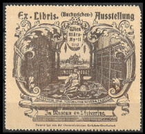 6 X 7 CM Vignette Buchzeichen-Ausstellung, Ex Libris, Wien, Im Museum Am Stubenring 1913, In Der Bibliothek YELLOW BROWN - Erinnofilie