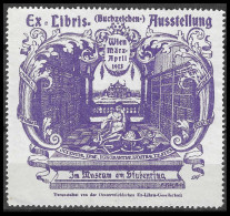 6 X 7 CM Vignette Buchzeichen-Ausstellung, Ex Libris, Wien, Im Museum Am Stubenring 1913, In Der Bibliothek PURPLE - Erinofilia