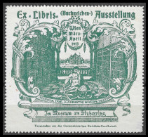 6 X 7 CM Vignette Buchzeichen-Ausstellung, Ex Libris, Wien, Im Museum Am Stubenring, 1913, In Der Bibliothek  GREEN - Vignetten (Erinnophilie)