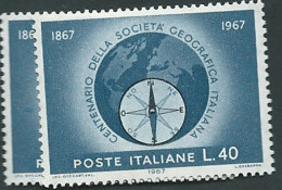 Italia 1967; Centenario Della Società Geografica Italiana In Quartina Di Bordo. - 1961-70: Mint/hinged