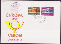 Europa CEPT 1969 Yougoslavie - Jugoslawien - Yugoslavia FDC1 Y&T N°1252 à 1253 - Michel N°1361I à 1362I - 1969