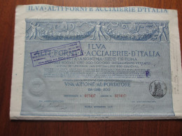 ITALIE - ROME 1918 - LOT 4 TITRES - ILVA : HAUTS FOURNEAUX & ACIERIES D'ITALIE - ACTION DE 200 LIRES - Sonstige & Ohne Zuordnung