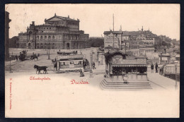 Germany 1899 DRESDEN Theaterplatz. Tram. Old Postcard  (h2179) - Dresden