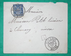 N°90 SAGE CAD TYPE A BILLY SUR OISY NIEVRE BOITE URBAINE A POUR CLAMECY 1897 PEU COMMUN LETTRE COVER FRANCE - 1877-1920: Periodo Semi Moderno
