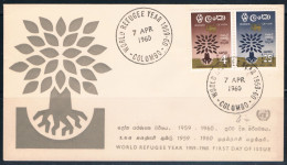 Sri Lanka (Ceylon) 1960 Serie "Anno Internazionale Rifugiato", Annullo Fdc. - Vluchtelingen