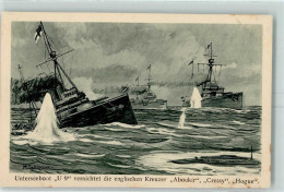 13150711 - Unterseeboot U 9 Vernichtet Engl. Kreuzer Sign. M. Saltzmann  AK - Autres & Non Classés