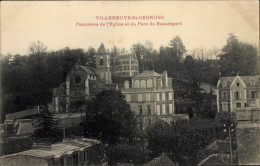 CPA Villeneuve Saint Georges Val De Marne, Panorama Der Kirche Und Des Beauregard-Parks - Autres & Non Classés