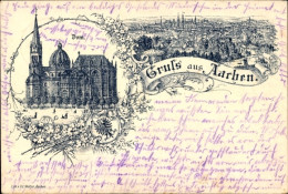Lithographie Aachen In Nordrhein Westfalen, Dom, Gesamtansicht - Sonstige & Ohne Zuordnung