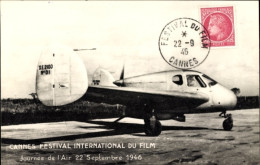 CPA Internationale Filmfestspiele Von Cannes, Air Day 1946, Flugzeug SE 2100 - Otros & Sin Clasificación