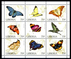 Liberia 1660-1668 Postfrisch Schmetterlinge #GB738 - Liberia