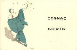 Artiste CPA Cognac Sorin, Harlekin, Grünes Kostüm, Reklame - Publicité