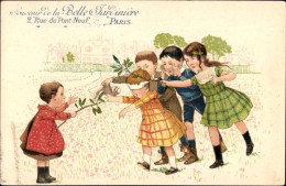 Artiste CPA Reklame, Belle Jardiniere, Rue Du Pont-Neuf, Paris, Kinder Spielen Blinde Kuh - Publicidad
