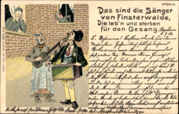 Lithographie Finsterwalde Im Kreis Elbe Elster, Das Sind Die Sänger Von Finsterwalde, Leierkastenmann - Autres & Non Classés