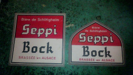 Lot Etiquettes De Bière X2 D'Alsace Seppi Bock Brasserie De Schiltigheim - Cerveza