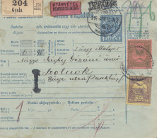 Ungarn: 1916: Paketkarte Gyula Als Nachnahme Nach Szolnok - Altri & Non Classificati