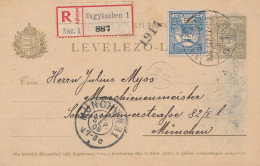 Ungarn: 1908: Ganzsache Einschreiben Nagyszeben Nach München - Sonstige & Ohne Zuordnung