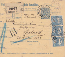 Ungarn: 1916: Paketkarte Budapest Nach Szolnok - Autres & Non Classés
