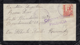 Spanien: 1937: Brief Nach Argeninien, Zensur Palencia - Autres & Non Classés